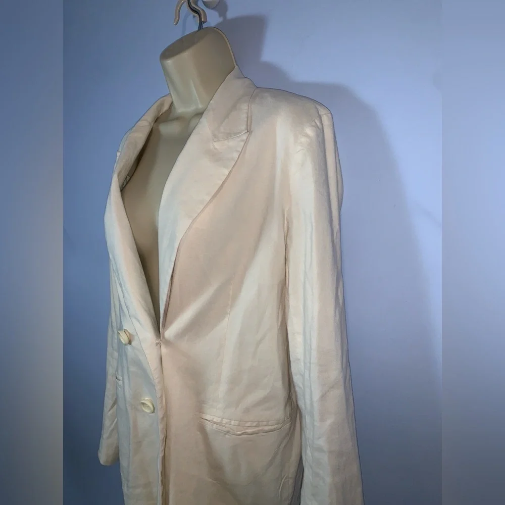 LEITH white Double-Breasted linen blend Blazer size large classic - Picture 3 of 8